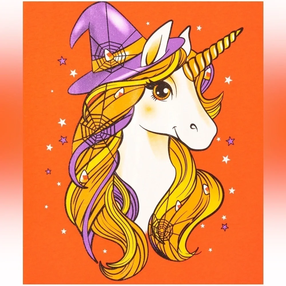 Girls Unicorn Witch Hat Graphic Tee - Squashorg
